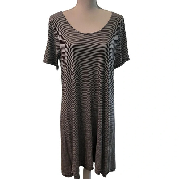 Soft Surroundings Camille T. Shirt Dress Striped High Low Hem Women’s Size M - Picture 1 of 10